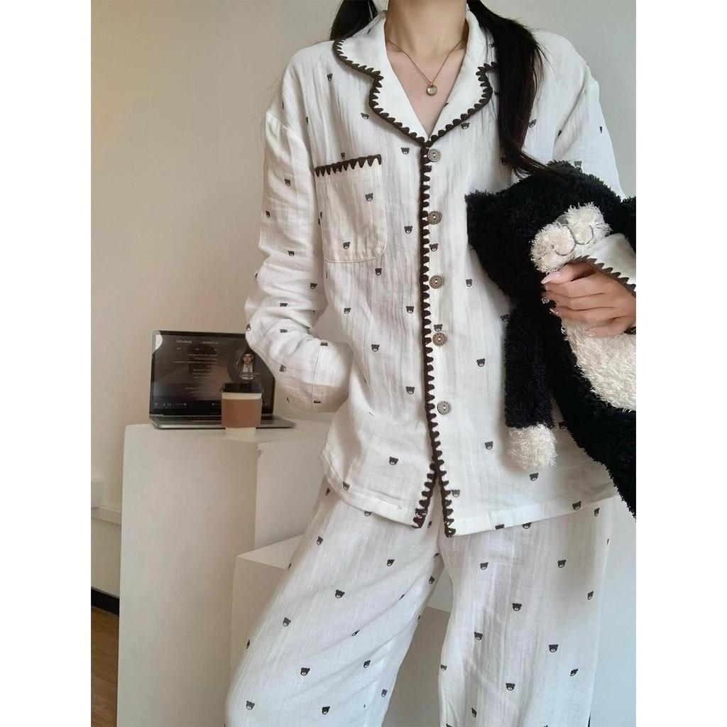 Women's Spring & Autumn Long Sleeve Pajama Set - High-End Style, Wearable Outside, Celebrity Fashion