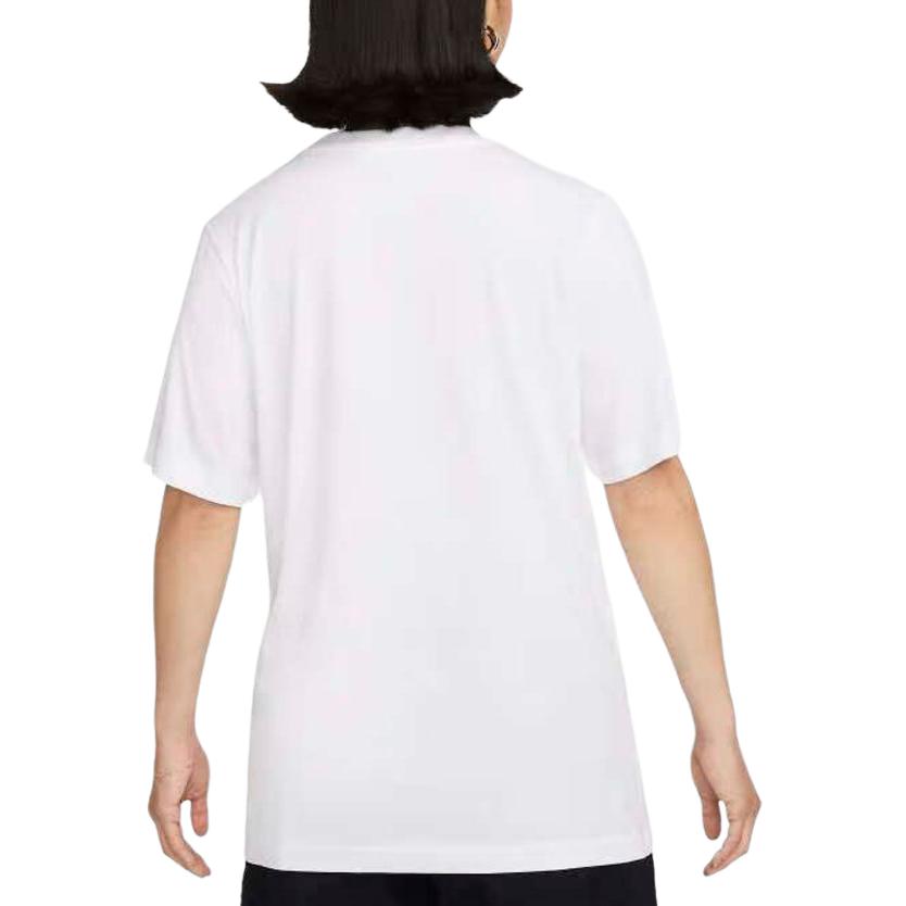 Nike Sportswear Solid Color Logo Crew Neck Loose Short Sleeve Drop Shoulder T-Shirt Women Tops White FD4150-100
