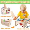Kids Wooden Toolbox Pretend Play Set Nut Disassembly Screw Assembly Simulation Repair Carpenter Tool Montessori Education Toys