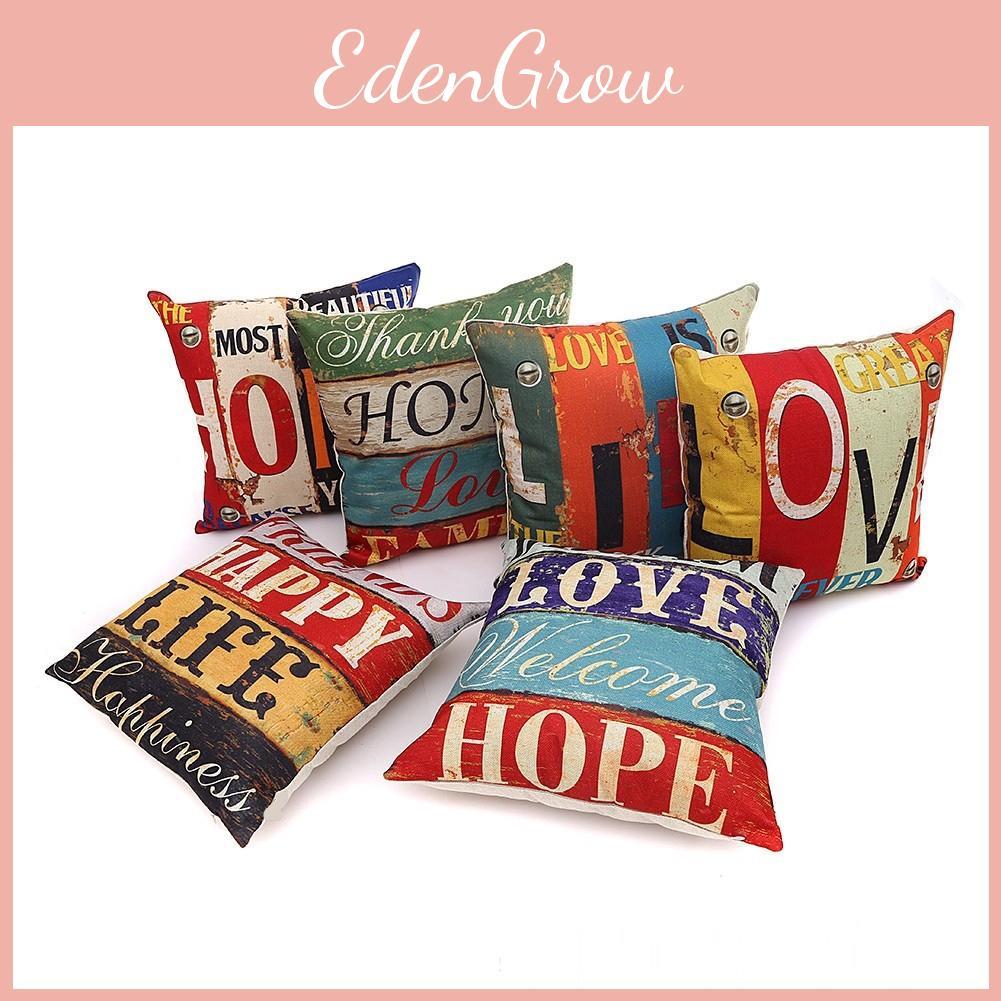 Premium Housse De Coussin Carr Coton Imprim Lettres Rtro Mlang For Timeless Elegance