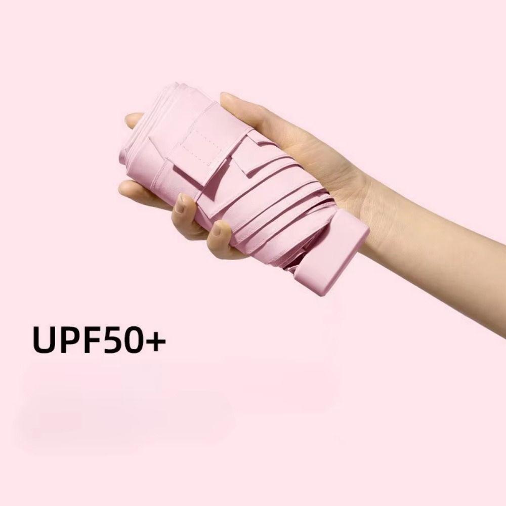 UPF50 Mini Sun Umbrella Five Fold Hand Operated Parasol Sturdy Travel Rain Umbrella  Outdoor