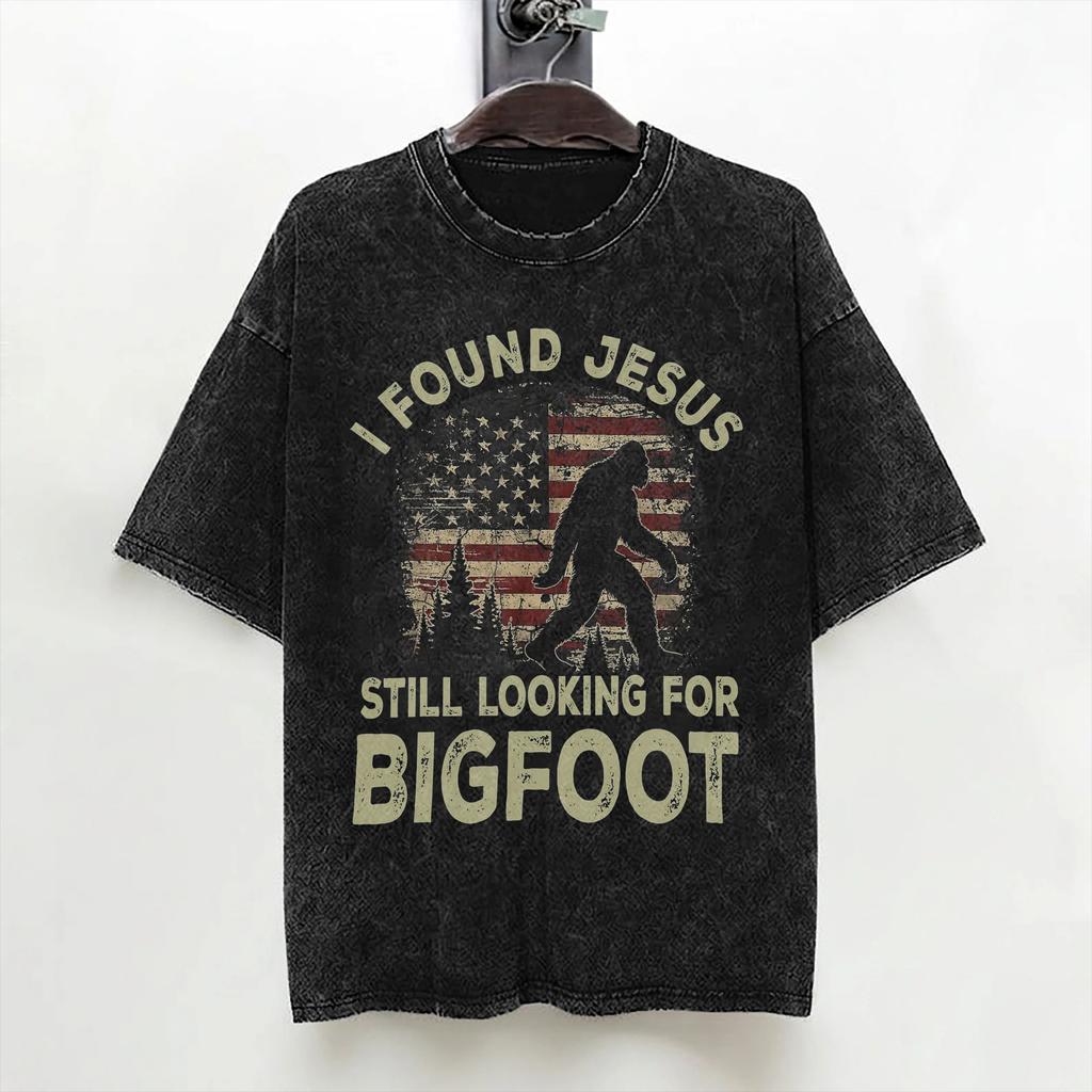 Bigfoot Believe Sasquatch Washed T Shirt Streetwear Hip Hop Cool Tshirts Tees For Men Women 100 Cotton Harajuku Summer