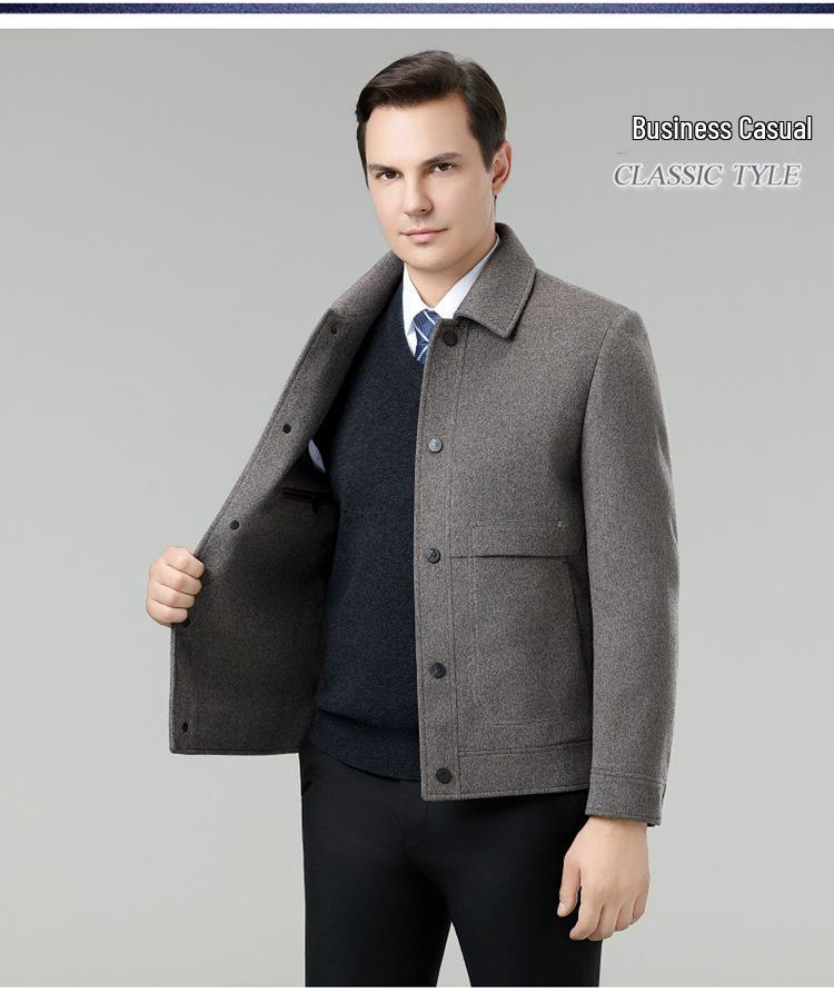Men's 2025 Thickened Wool Business Casual Jacket with Detachable Down Liner