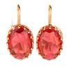 Big Oval Stone Rose Red Crystal Zircon Dangle Earrings for Women Vintage Gold Color Long Hook Drop Earring Wedding Jewelry Gifts