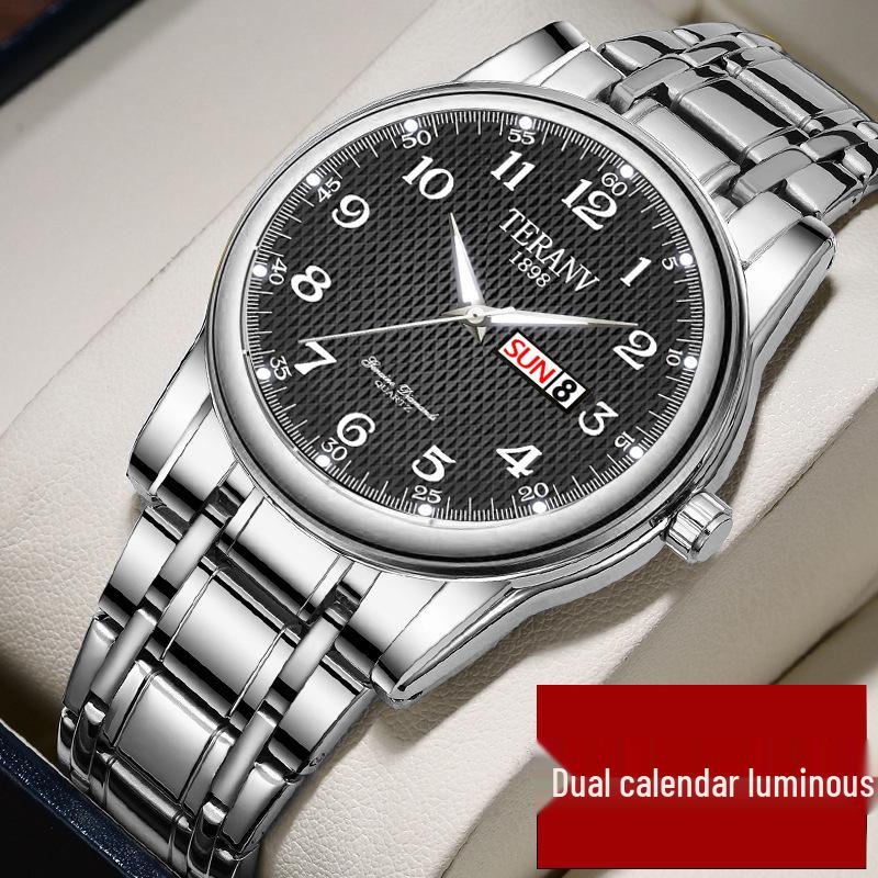 Swiss Digital Men s Calendar Watch with Alloy Steel Band, Waterproof  Luminous