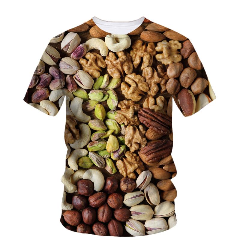 3d Printed Nuts Walnuts T Shirt For Men Summer Personality Food Dried Fruit Pattern