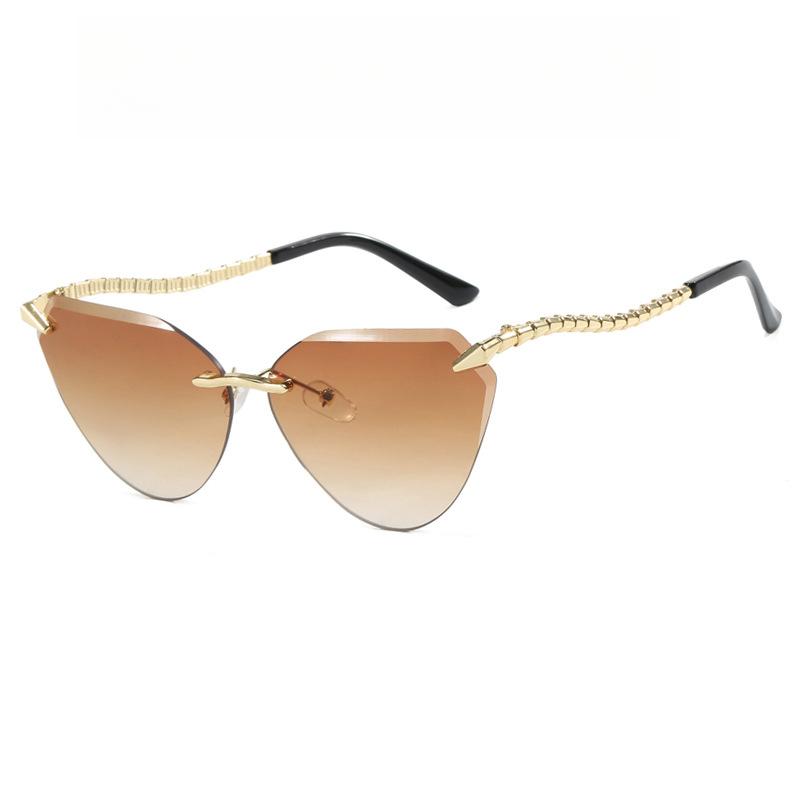 Frameless Cat's Eye Ladies Fashion Sunglasses Personalized Snake Leg Design Babes Suitable Street Party Accessories