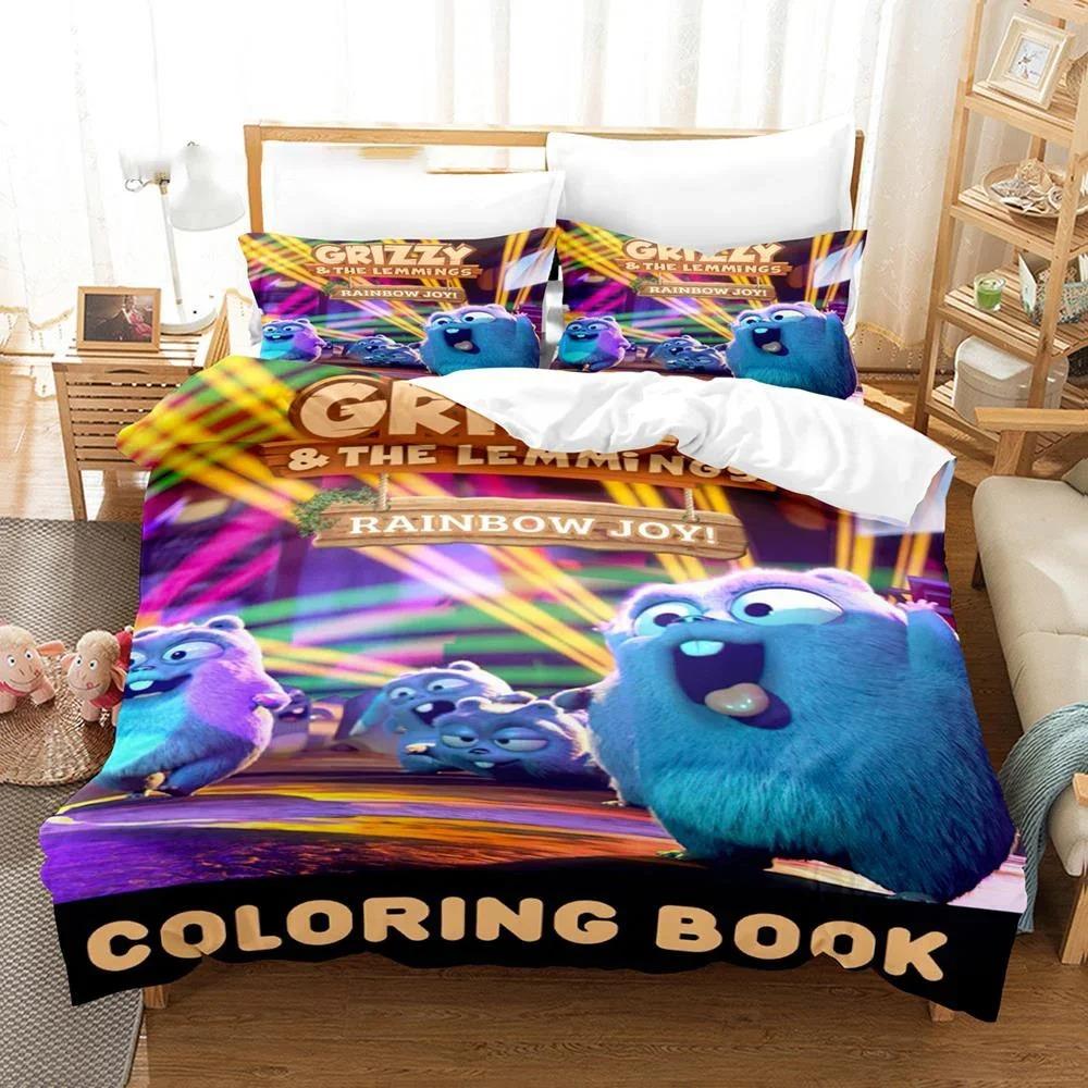 3D Printed Grizzy N Lemmings Bedding Set Duvet Cover Bedroom Comforter Covers Single Twin King Size Quilt Cover Home