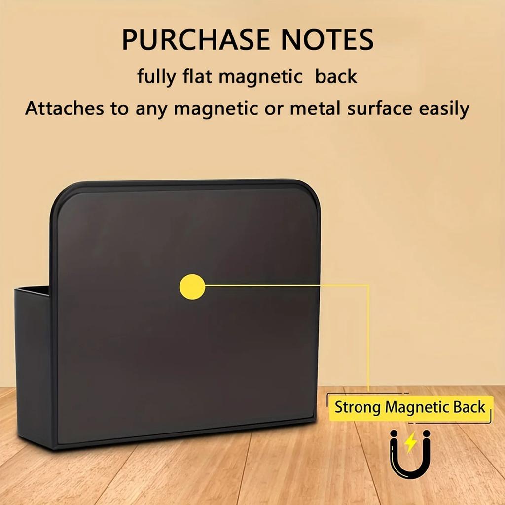 Black Plastic Mini Magnetic Whiteboard Pen Holder,Chalk,Crayon Storage Box,Multifunctional Stationery Separated Storage Pen Box