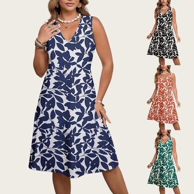 Robe d'été Bohème à col en V Grande Taille Imprimé Floral