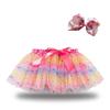 Girls' Star and Moon Mesh Tutu Skirt Set with Bow Hair Clips