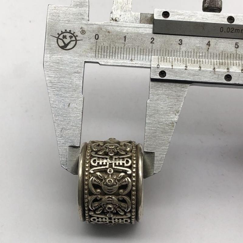Chinese Tibet Silver Handmade Bat Thumb Rings Decoration Gift Old Collection