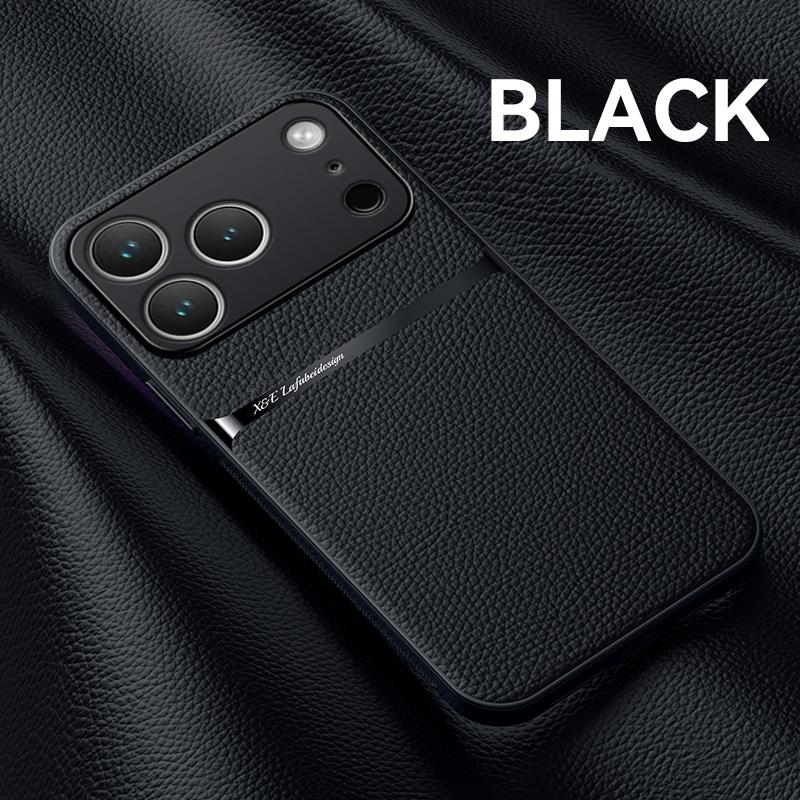 Busines Lychee Pattern Leather Phone Case For iPhone 18 17 16 15 14 13 12 Pro Max Plus 17Air 17E 16E Shockproof Protective Cover