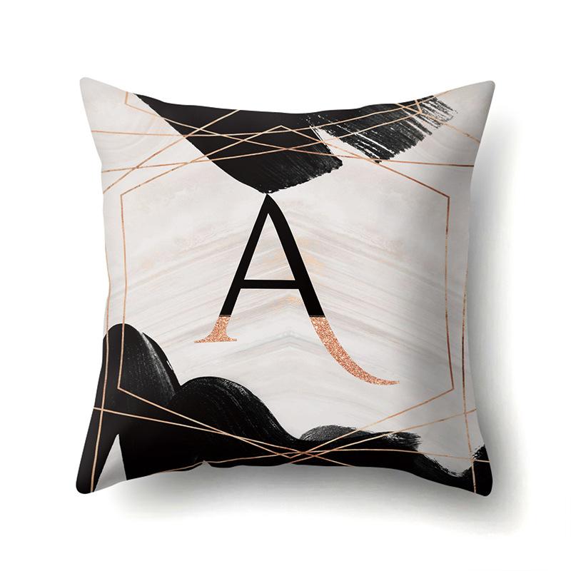 

Polyester Pillow Case Ink and Quicksand Decoration Home 26 English Letter Printed Pillow Cushion Cover No pillow core