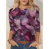 Artistic Landscape Painting Pattern, Slim Fit, Casual Round Neck, Long Sleeves, Everyday Creative Oil Painting Design Pattern.