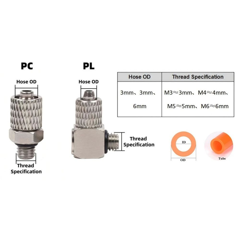 10Pcs Male Thread Air Tube Connector M3 M4 M5 M6 Pneumatic Pipe Connector Quick Fitting Fast Joint