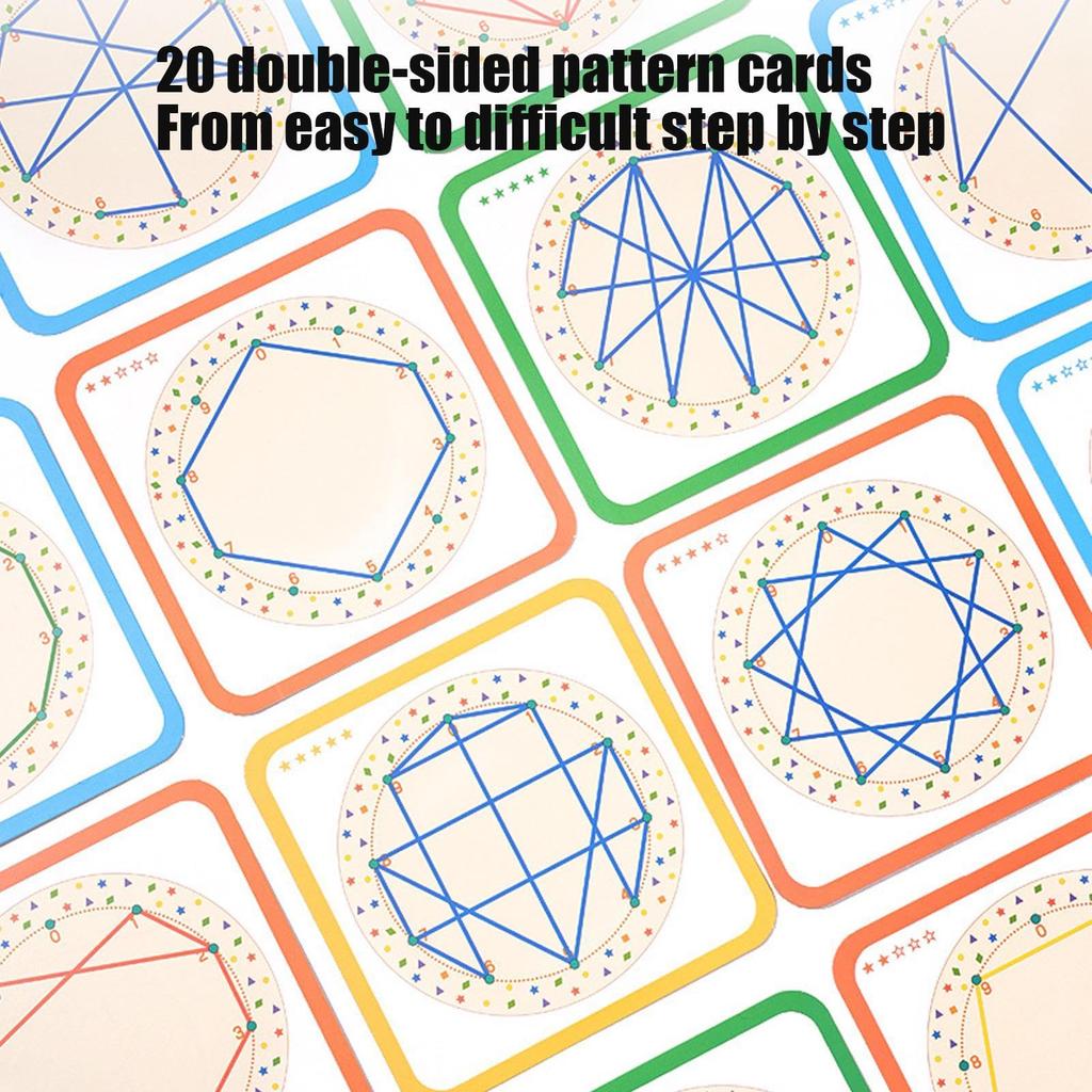 Wooden Math Geoboard for Children Geometric Matching Game Graphical Block Kids Montessori Educational Winding Toys for 3-5Y