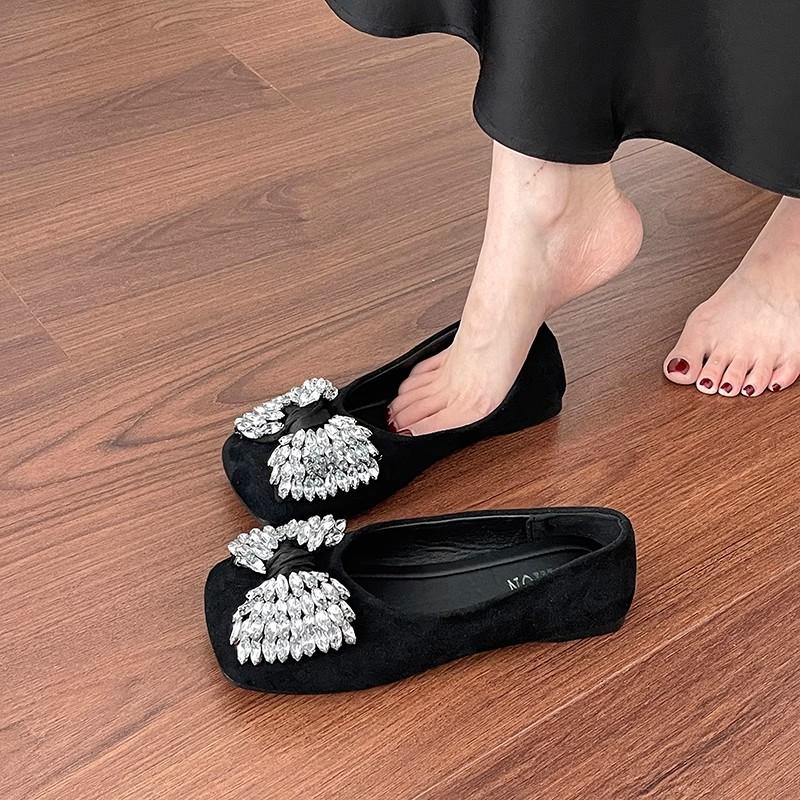 Niche Design Sense Rhinestone Bow Word with Cool Slippers Summer New Girls Versatile Slippers