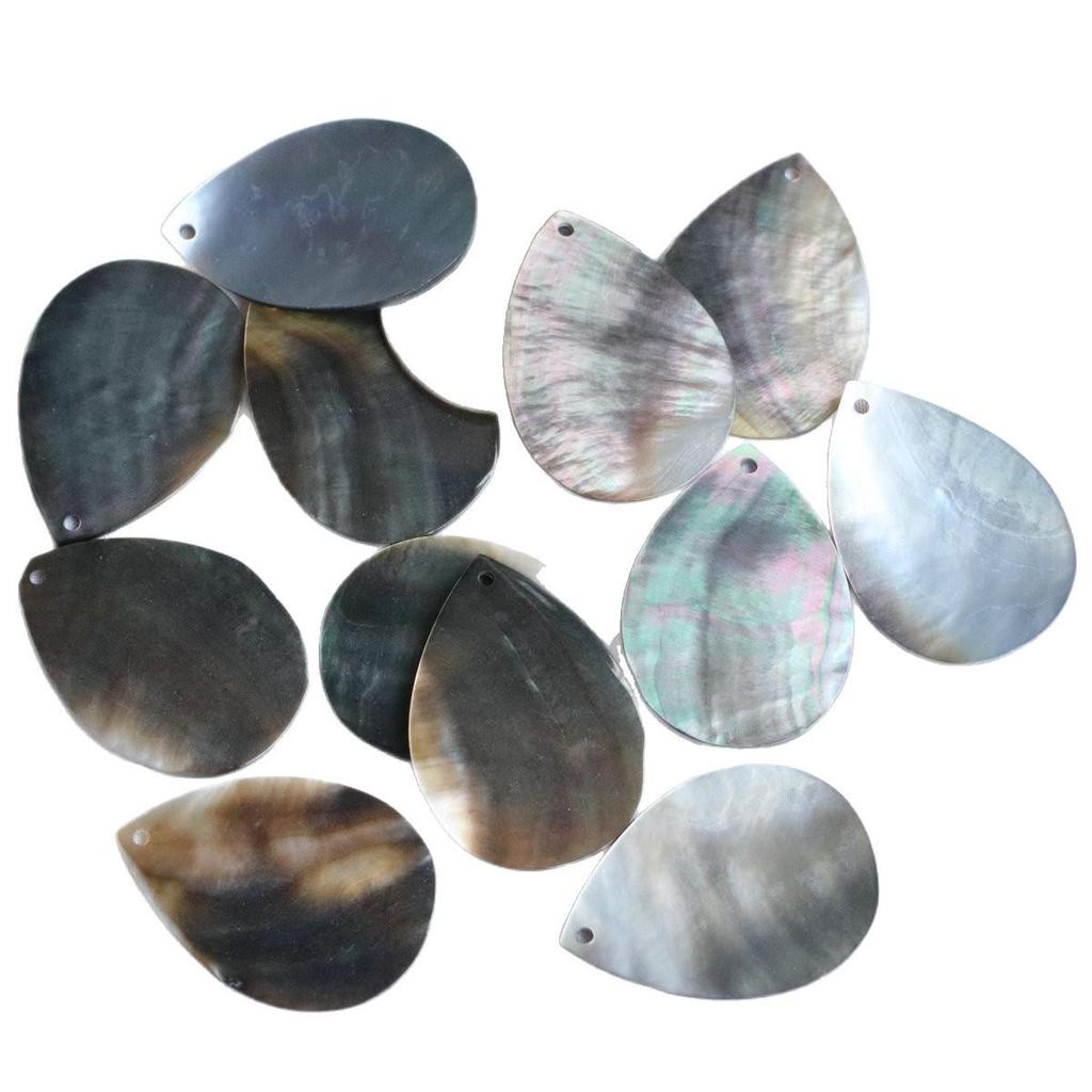 25x35mm Black Mother of Pearl Shell Oval Water Drop Bead for Handmade Jewelry Accessories DIY.