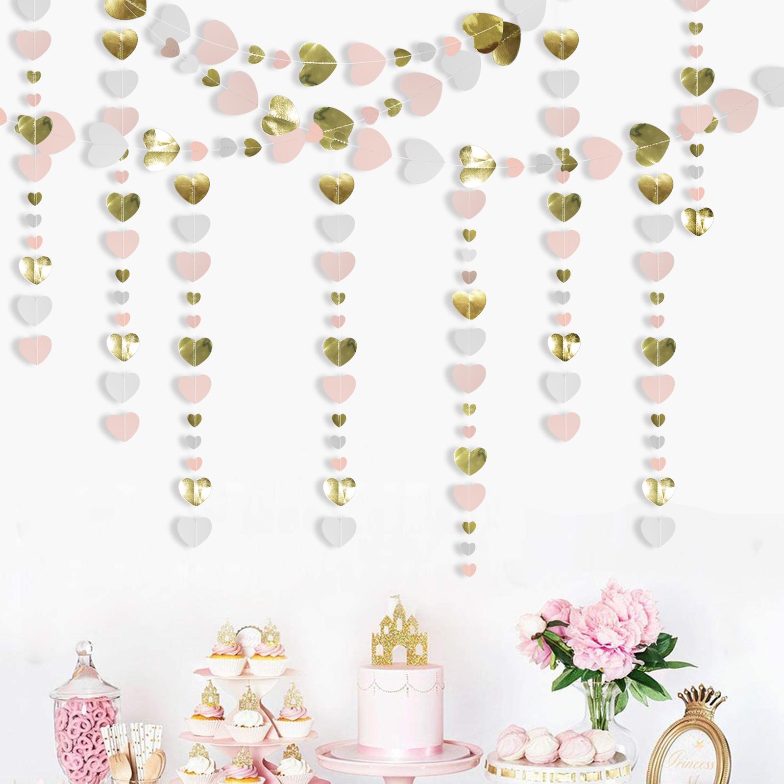 

Паперові гірлянди з білими сердечками. Банер із серцем кохання. Стример для весілля. Весільний вечір. Прикраси для дівич-вечірки.