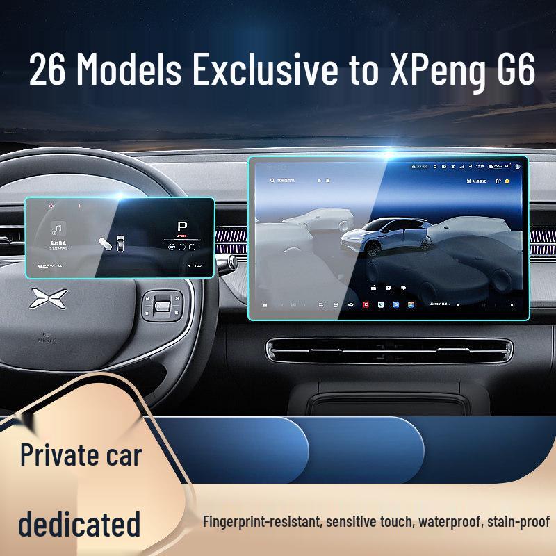 Compatible with 26 Xiaopeng G6 Models: Central Control Tempered Film Car Navigation Screen Protector and Dashboard Film.