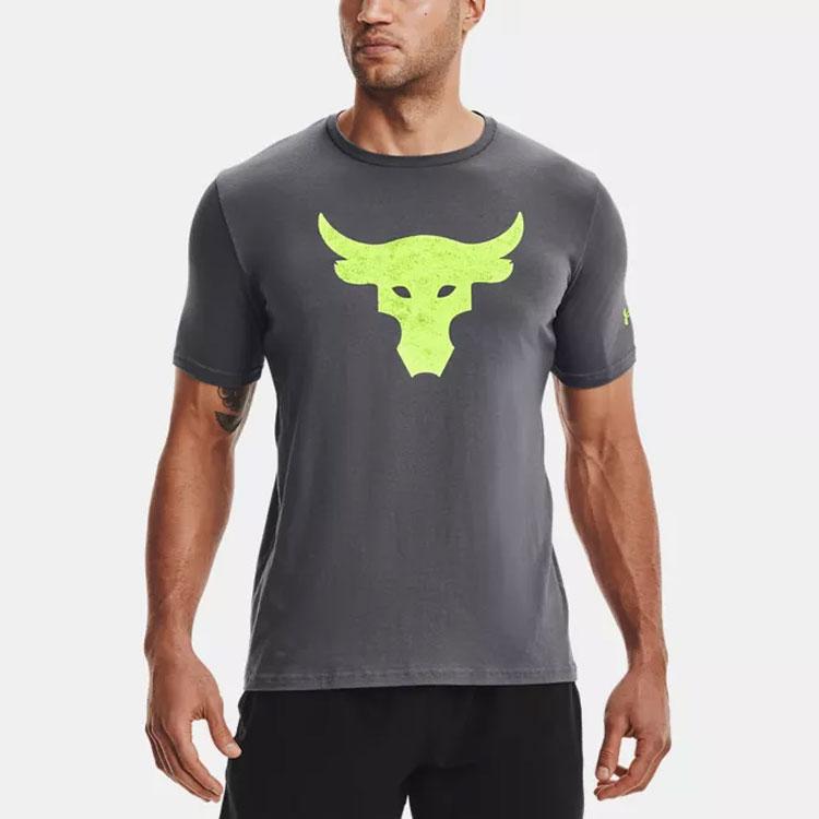 Under Armour Project UA Project Rock Training Loose Fit Crew Neck T-Shirt Men Tops Dark-Gray 1361733-012