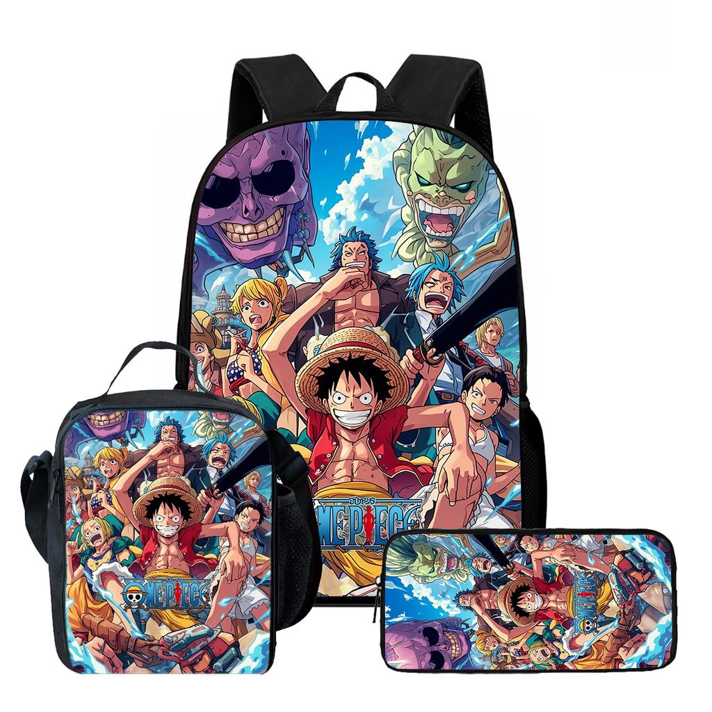 15 Inch One Piece 3-in-1 Backpack Set Unisex for Boys and Girls Age 6-10, Light Weight School Kit with Lunch Bag & Pencil Case
