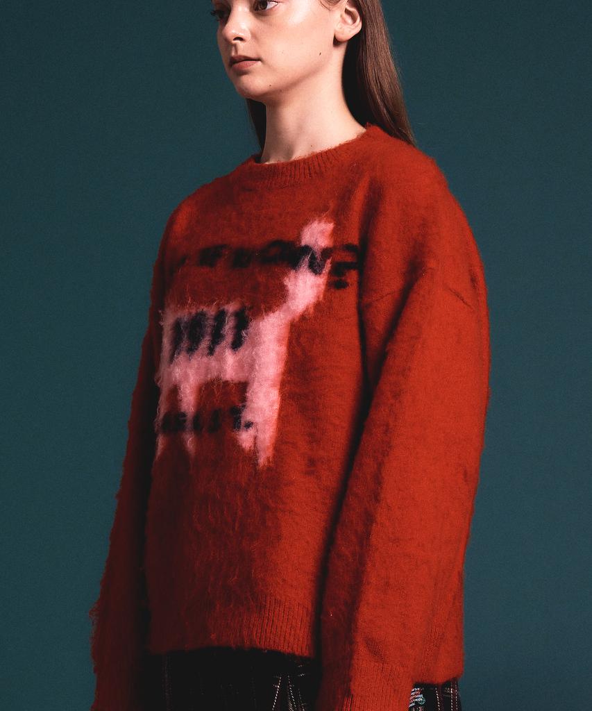 Soipeuyukaen Hairy Texture Lettering Knit