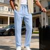 Autumn New Arrivals: Relaxed-Fit Linen Casual Trousers with Trendy Pleats Minimalist Homewear for Men Breathable Straight-Leg Trousers