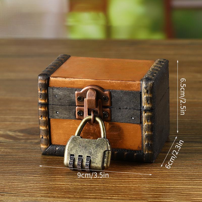 1pc Medieval Retro Jewelry Storage Box Wooden Treasure Jewelry Container Trinket Decor Box Props Pirate Jewelry Display Case