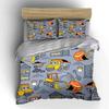 Construction Vehicles Pattern Bedding Duvet Cover Set Duvet Cover Pillowcases  (1*Duvet Cover 2*Pillowcases, without duvet insert)