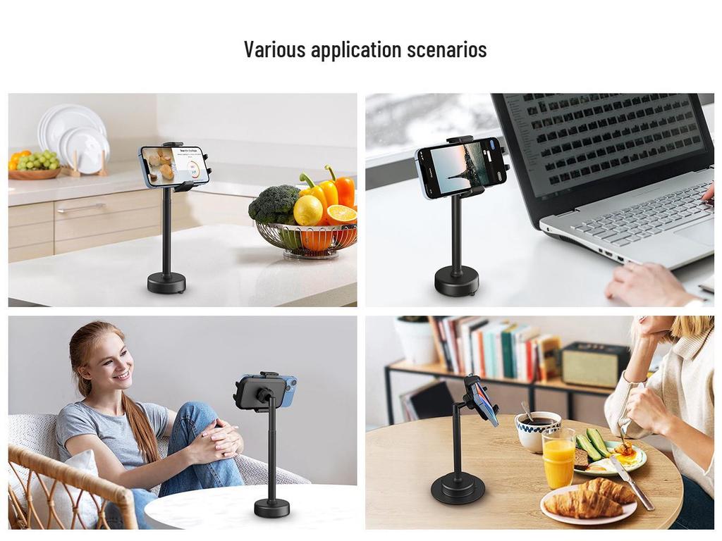 Verstellbarer Handyhalter für Fotografie & Live-Streaming: Mehrwinkel- & Höhenverstellbar mit stabilem Metallsockel.