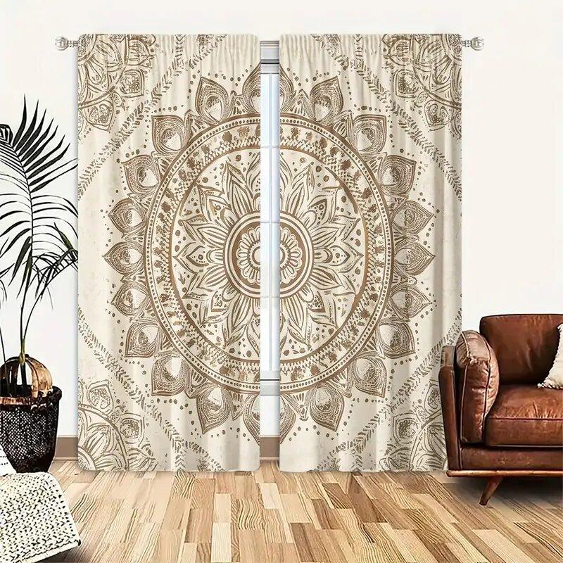 Light Colored Totem Printed Curtains Christmas Decorations Bedroom Living Room Home Decoration Made Of Polyester Area Decor