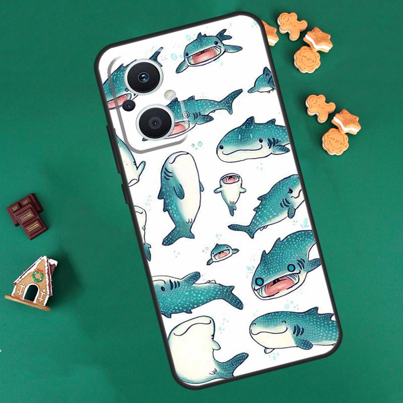 Cute Ocean Whale Fish Case For OPPO Reno 14 F 13 12 11 10 Pro 8T 8 7 Lite Cover For OPPO Find X8 X6 X5 X9 Pro Coque