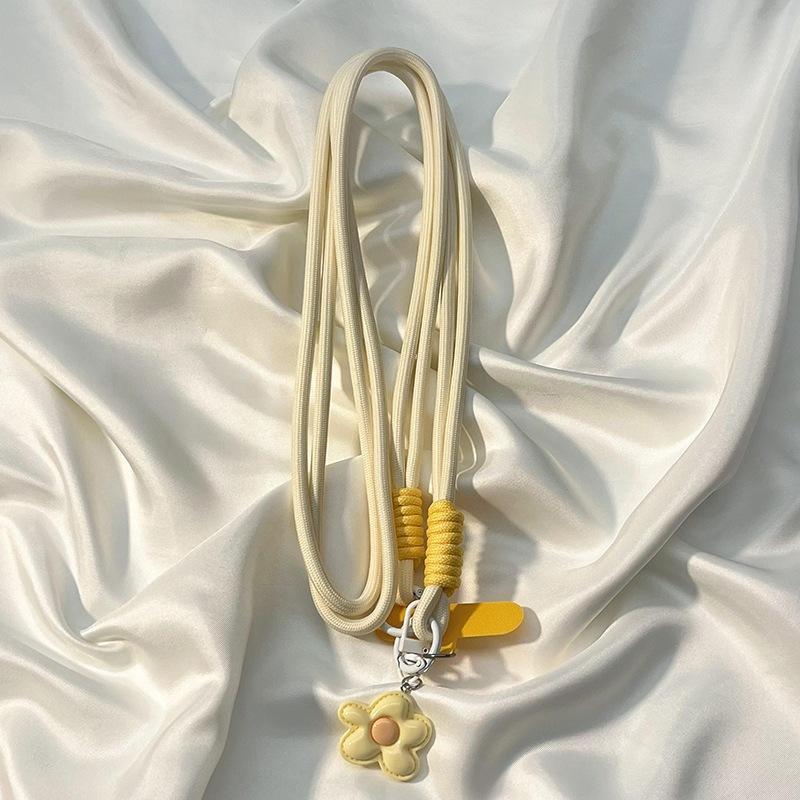 Cute Flower Pendant Phone Lanyard Soft Durable Nylon Detachable Buckle For Commute School Use
