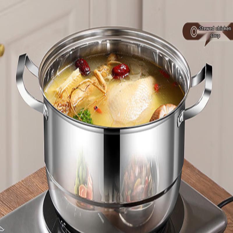 ZISIZ 28cm 304 Stainless Steel Double-Layer Steamer Pot