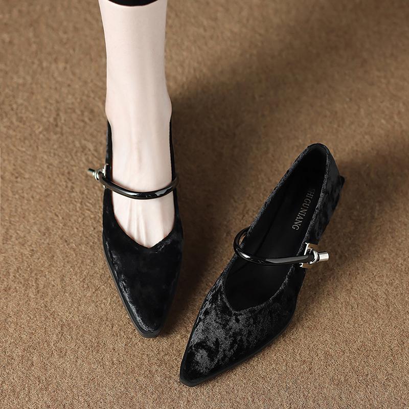 73598-10 Neue Schuhe im chinesischen Stil mit kleinem Absatz für Damen, Temperamentvoll, Senior, Mary Jane Schuhe für Frühling und Herbst 2025