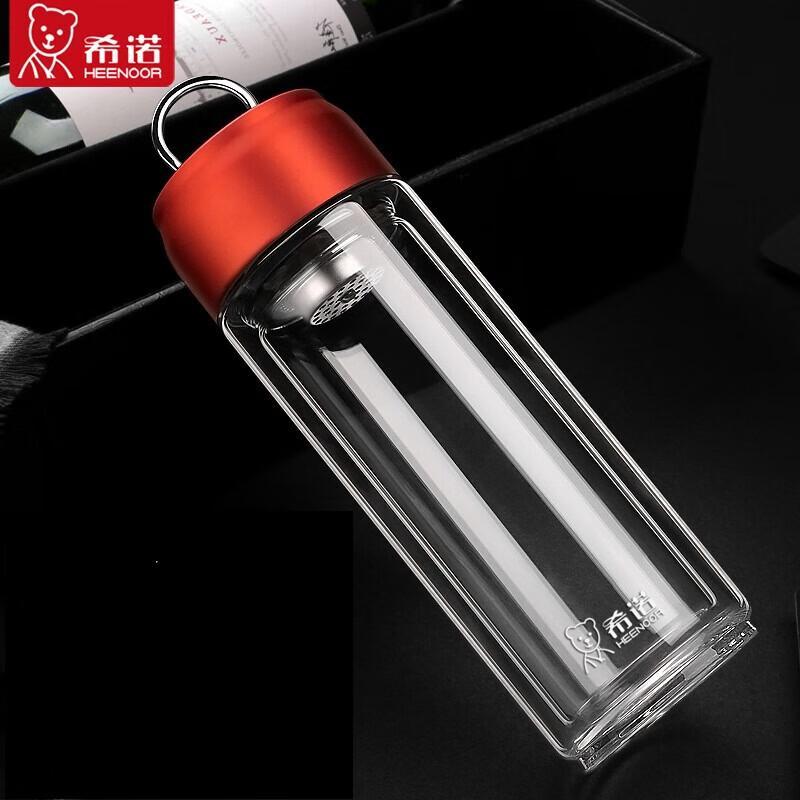 Xinuo Portable Double-Layer Glass Tea Cup