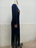 2025 Vintage Bohemian Tassel Floral V-neck Dress for Women – Spring/Autumn