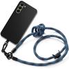 Protective Case - BOOLING - for Samsung Galaxy S23 - Black Silicone - Removable Blue Lanyard - Shockproof