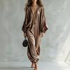 Women's Elegant Satin Jumpsuit Plus Size Loose Fit Casual Long Robe