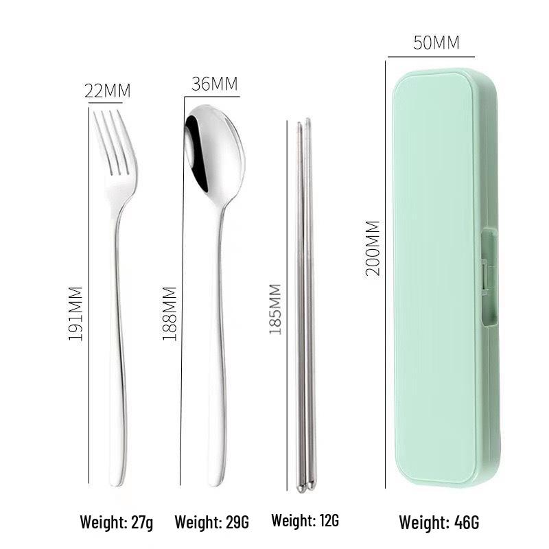 Portable Stainless Steel Cutlery Set: Fork, Spoon & Chopsticks - Ideal for Students & Outdoor Use