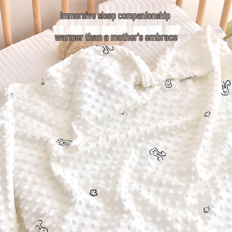 GPPNKC Cartoon Embroidered Minky Dot Fleece Baby Blanket