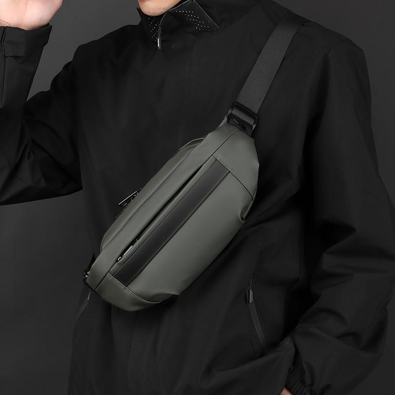 1 Men's Multifunctional Sports Waist Bag - Multi-layer Zipper Closure, Adjustable Chest Bag, Sports Style Crossbody Bag