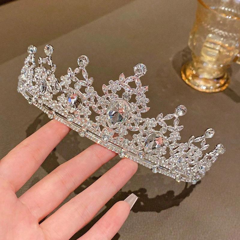 Elegant Golden Princess Tiara – Sparkling Rhinestone & Glass Stone Bridal Crown for Weddings, Balls, Birthdays | Women's Alloy Party Headpiece