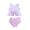 Girls' Polka Dot Striped Two-Piece Swimsuit Set