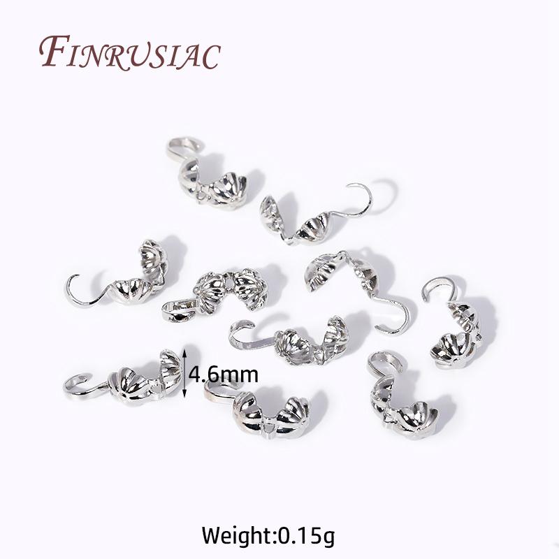 

Brass End Crimps Beads Tips Covered Clasps Connector DIY Jewelry Findings Accessories 18K Gold Plated Star Double-Cup Bead Tip Rhodium Plated