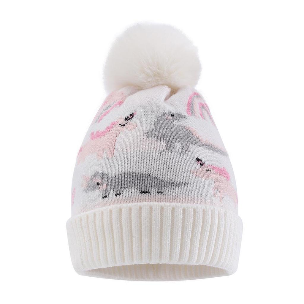 Children's Cute Dinosaur Fleece-Lined Knitted Wool Hat for Autumn & Winter