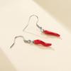 Lucky Red Enamel Italian Horn Dangle Earrings for Women Girls Stainless Steel Drop Earrings Jewelry Birthday Gift 2026 New