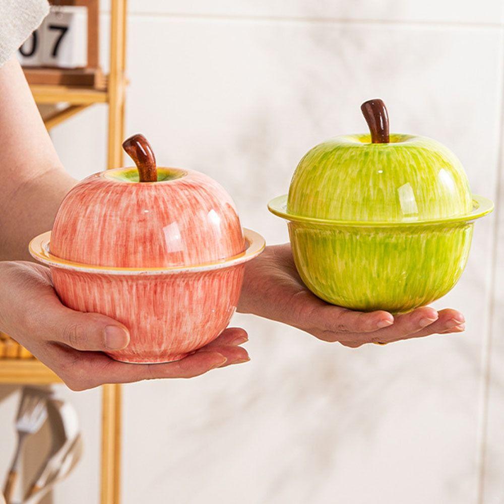 Creative Ceramic Saucepan with Lid Cute Food Fruit Bowl BPA Free Dessert Soup Bowl Tableware